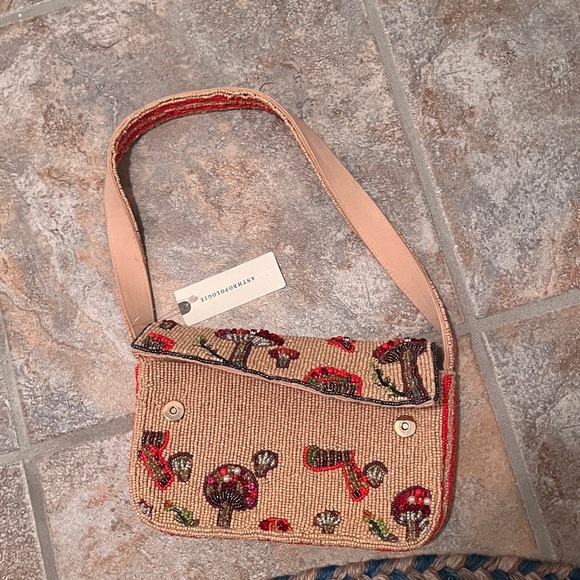 Anthropologie The Fiona Beaded Bag: Food & Drink Edition Mushroom NWT - Picture 16 of 16